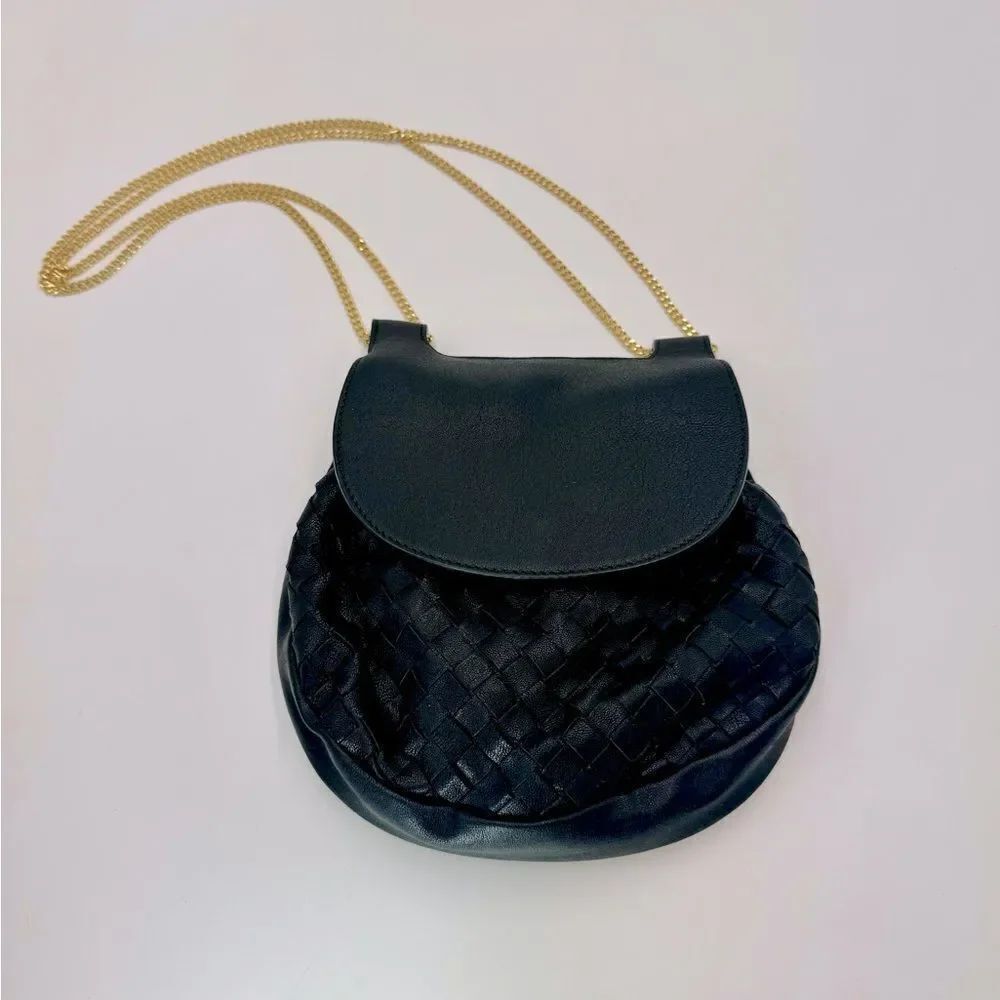 Auth Bottega Veneta Mini Black Leather belt bag Intreciatto add on strap